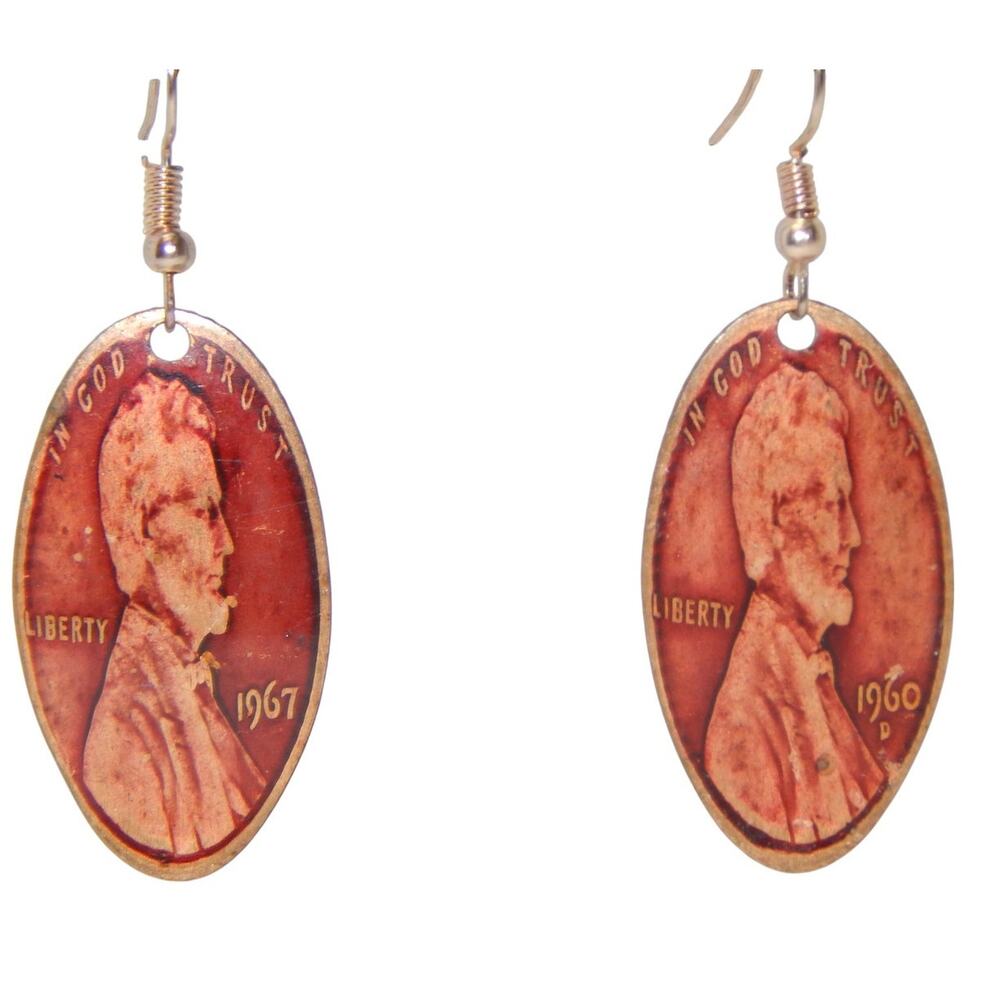Vintage Thrifty Flattened Penny Earrings